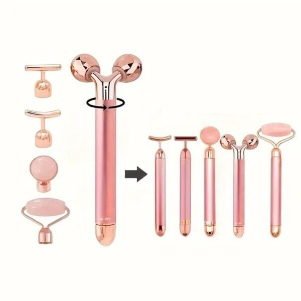 Rodillo Masajeador Facial 2 en 1: Kit de Rodillo 3D y Masajeador en Forma de T